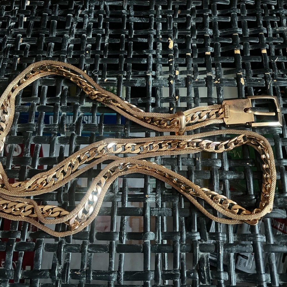 Bebe Vintage Gold Chain Belt Mesh Rope Size Medium/Large Glam Runway Fashion